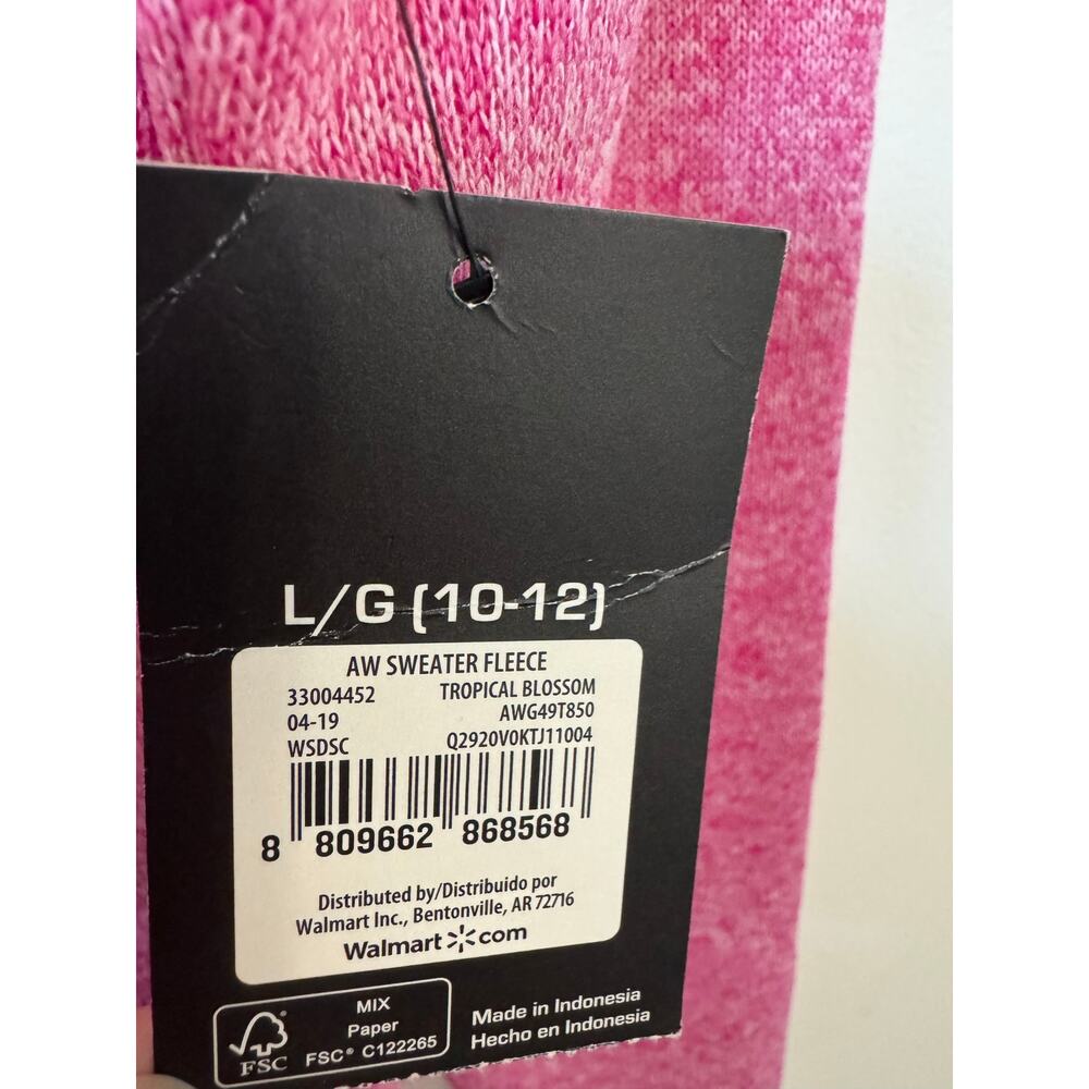 NWT Athletic Works Girls L 10-12 Pink Sweater Fleece 1/4 Zip Pullover - Picture 2 of 10